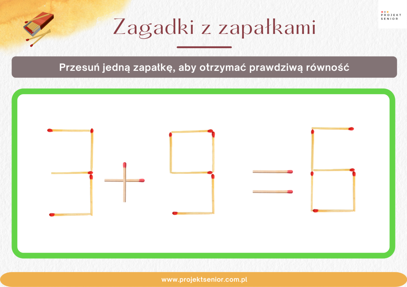 Zagadki z zapałkami - Projekt Senior